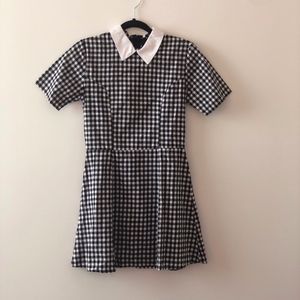 Black & White Collared Checkered Dress